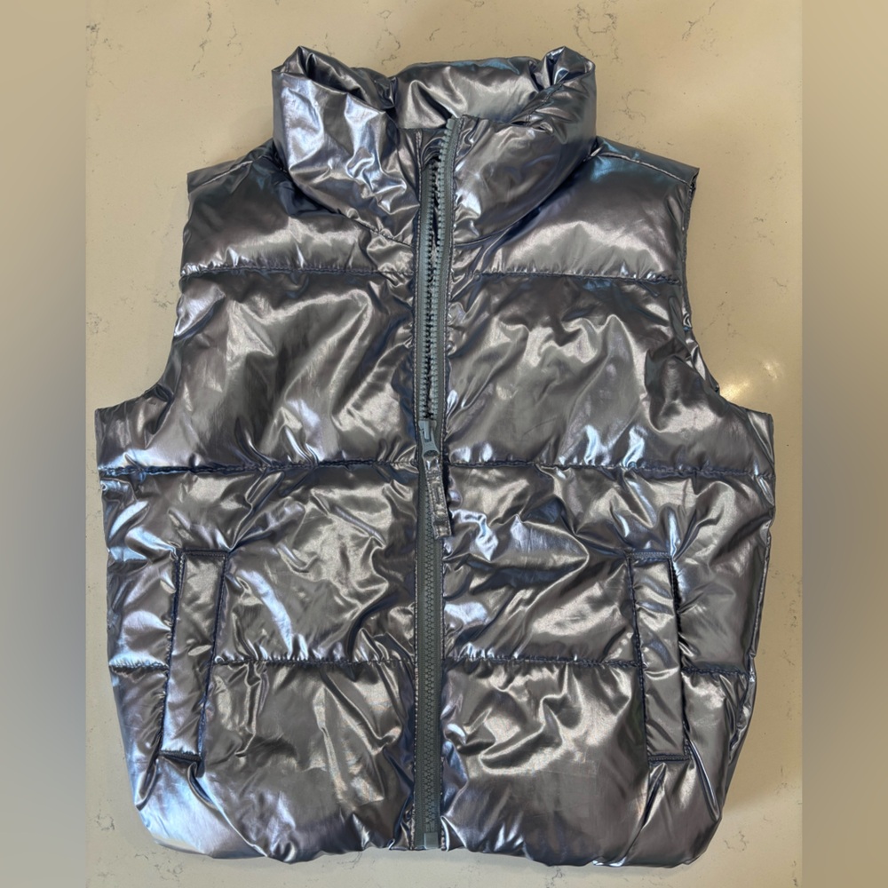 Kids Metallic Blue Puffer Vest